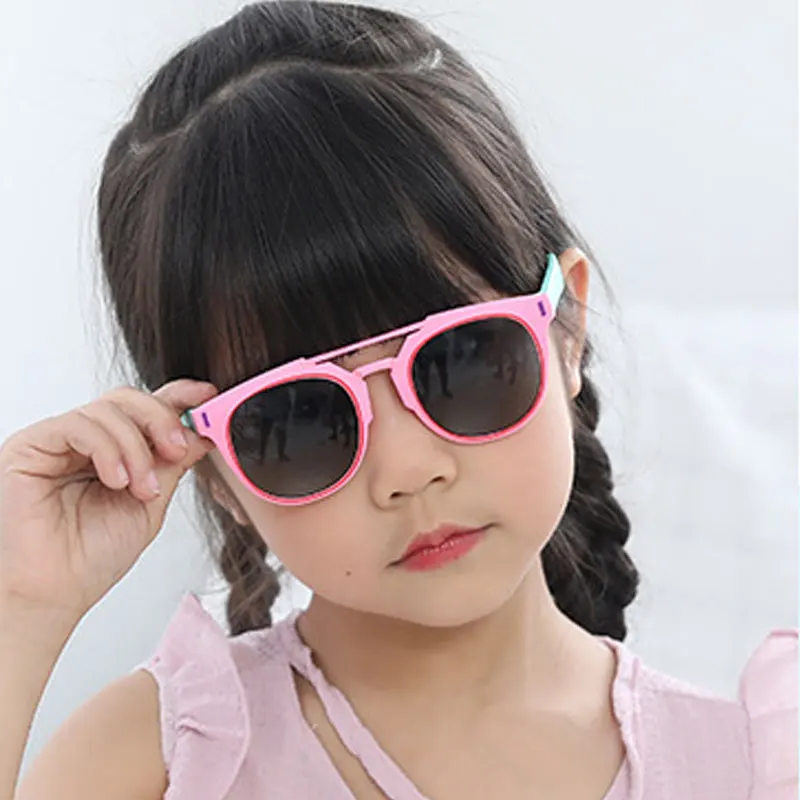 

Fashion Kids Polarized Sunglasses Double Bridge Boys Girls Square Eyeglasses TR90 Environmental Flexible Safety Frame