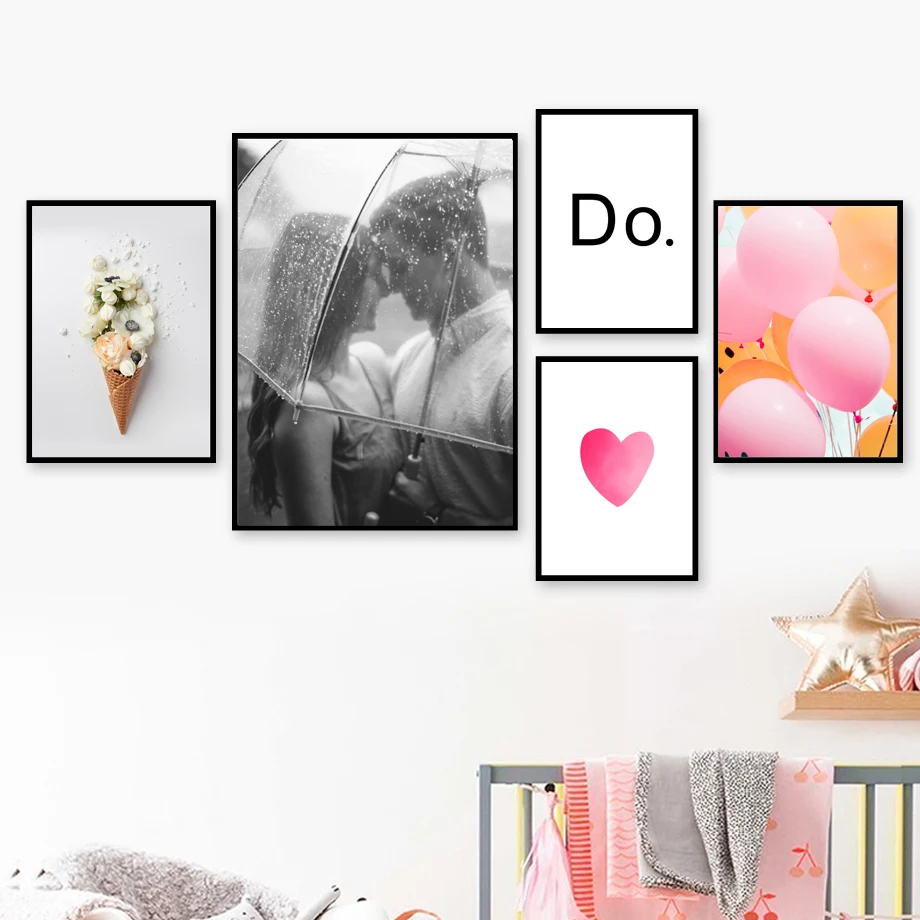 HD печать современный холст парные воздушные шары надпись картина в