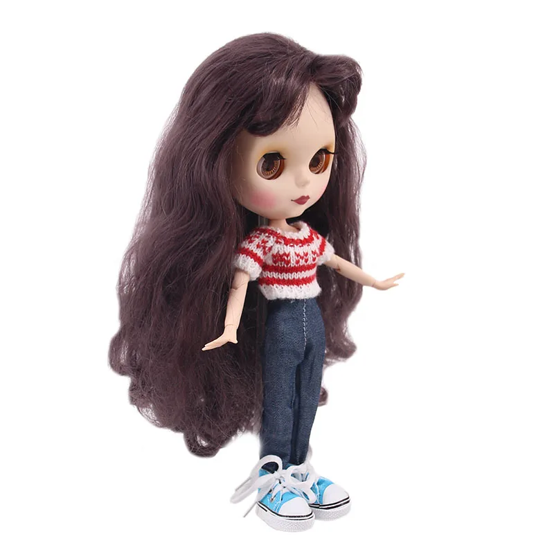 LUCKDOLL 15 Стиль 1 комплект одежды = свитер+ джинсы для BJD 30 см 1/6 Blyth куклы Barbiees одежда, игрушки для девочек, поколение, подарок на день рождения