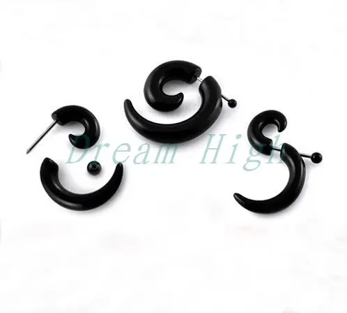 

HENGKE Jewelry UV Acrylic Ear spiral Black expanders Earring Fake Ear Plugs 100pcs/lot Promotional Product Ear Tunnel