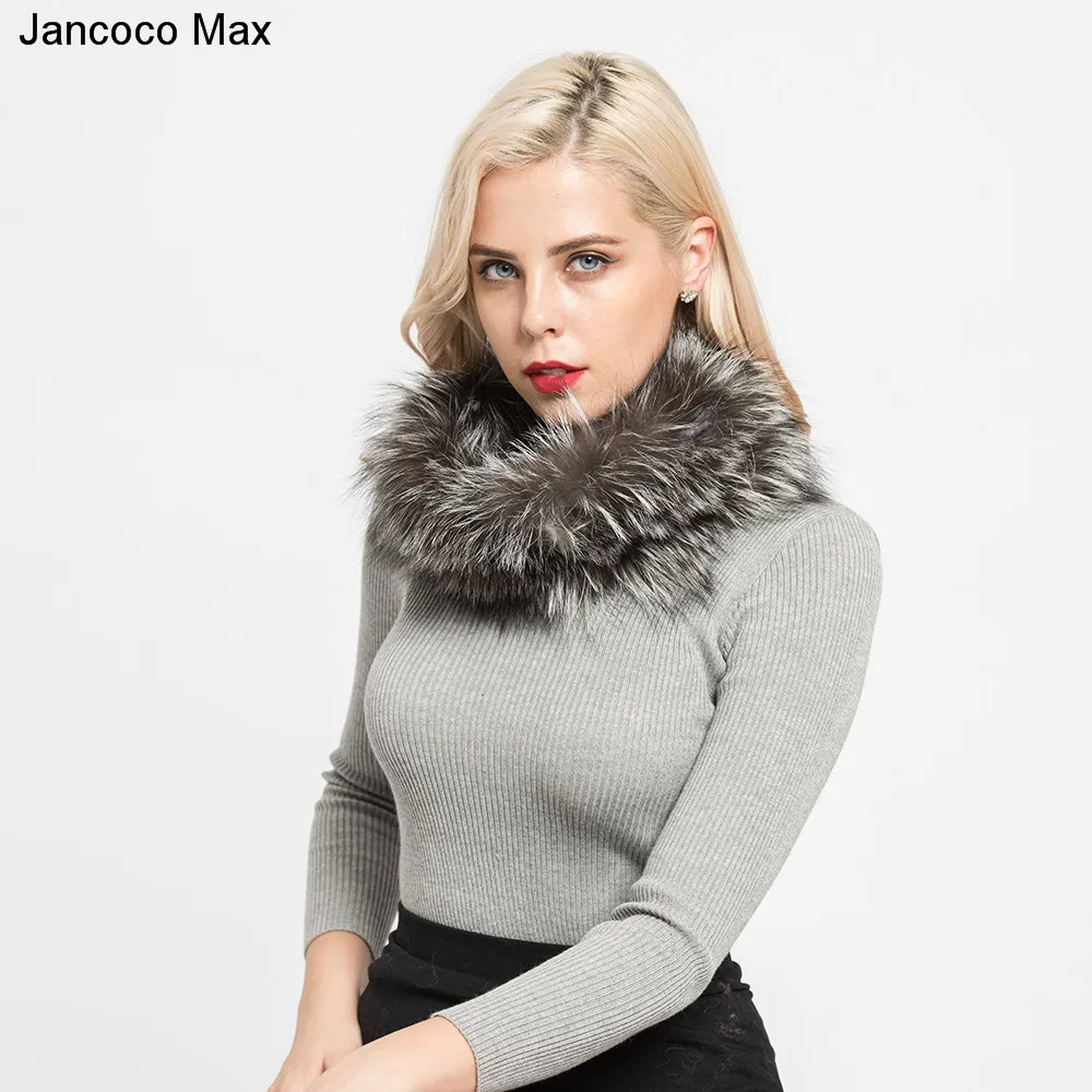 Jancoco Max, новинка, настоящий Лисий мех, шарфы, зимние, толстые, теплые, высокое качество, шаль, натуральный мех, глушитель, S7120