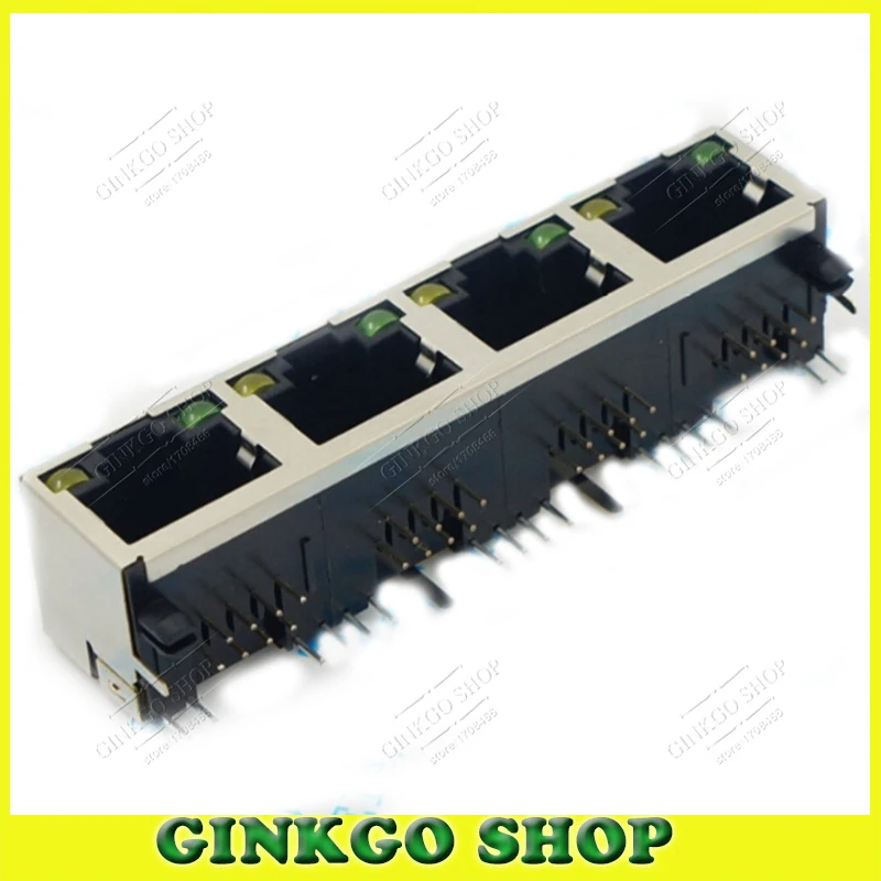 5 шт./лот экранированный Модульный сетевой разъем RJ45 PCB Jack 56 + LED/1x 4/ Female 90 градусов
