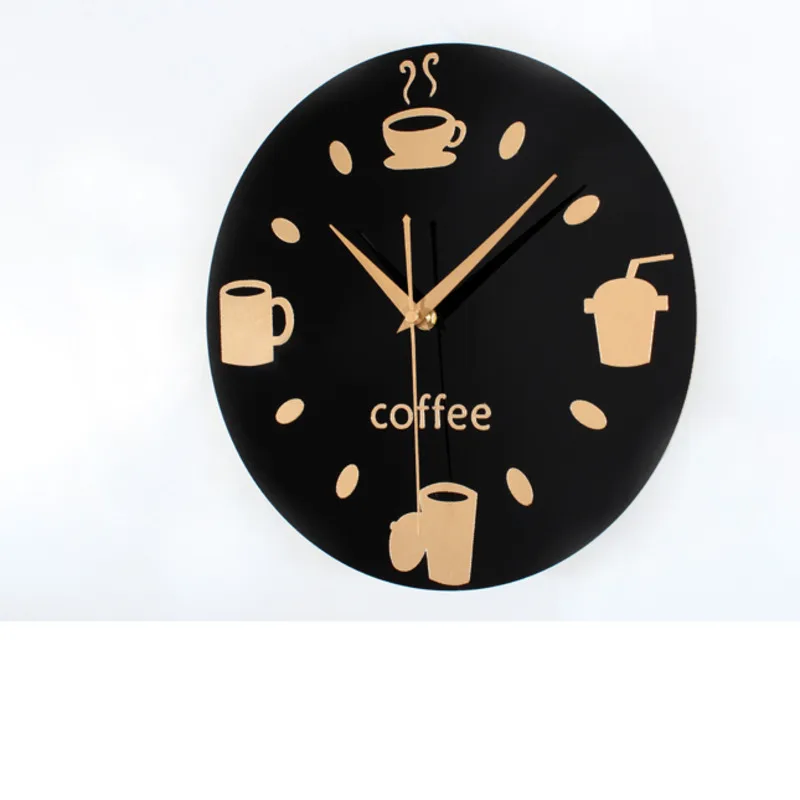 Зеркальные настенные часы 3D Coffee Cup Tableware размером 12 дюймов без звука для кухни, офиса и гостиной декор.