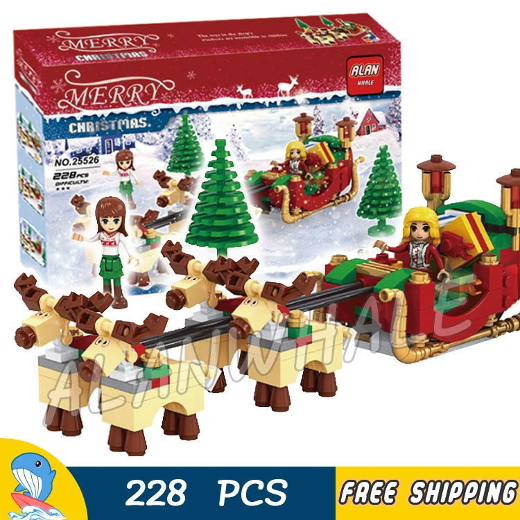 228pcs Creator зимний праздник Рождество 4 олень Санта езда сани 25526 модель строительные