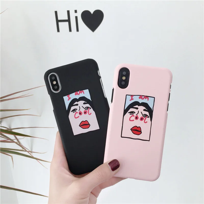 Корейский Забавный чехол для телефона iPhone 6 Puls 6S 7 8 Plus X XS жесткий матовый задней