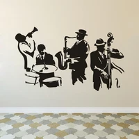 music player vinyl wall sticker musical instrument tools wall murals drums bass saxophone player wall decal art music band az734