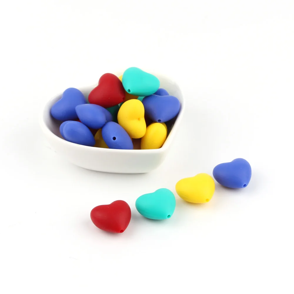 TYRY.HU 20Pcs Heart Silicone Teether Beads Baby Girl Favorites DIY Jewelry Bracelet Crib Toy Teething Nurse Bead | Мать и ребенок