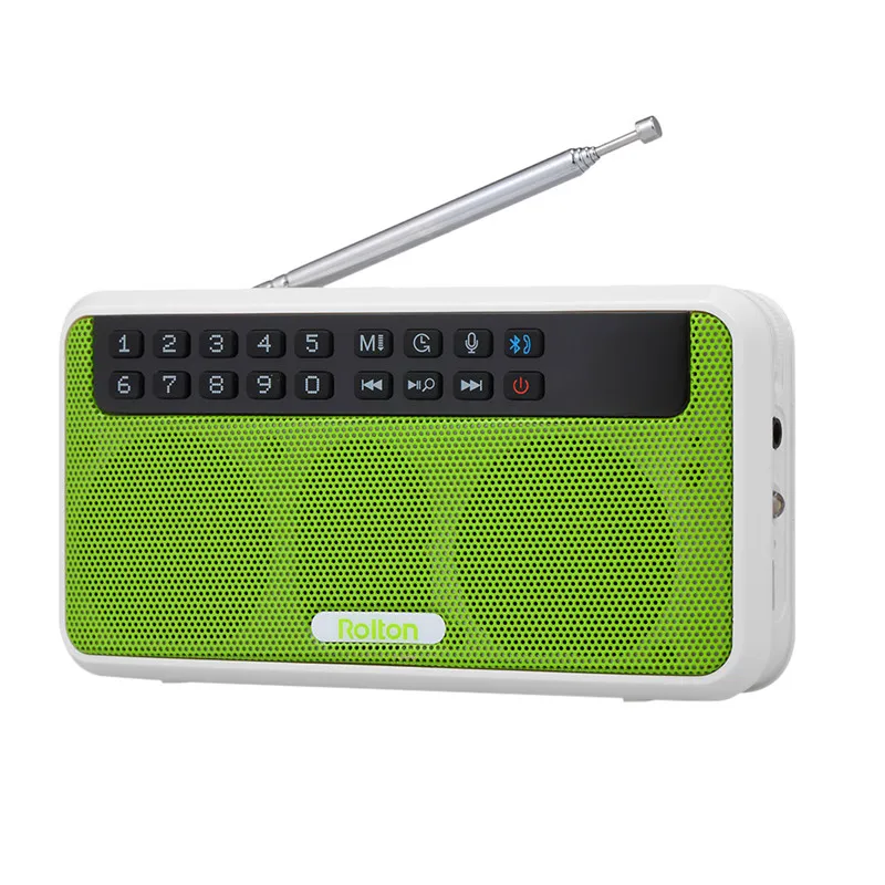 Rolton E500 Мини Портативный fm-радио музыкальный плеер Поддержка Micro TF карты Bluetooth динамик светодиодный беспроводной радио - Цвет: Зеленый