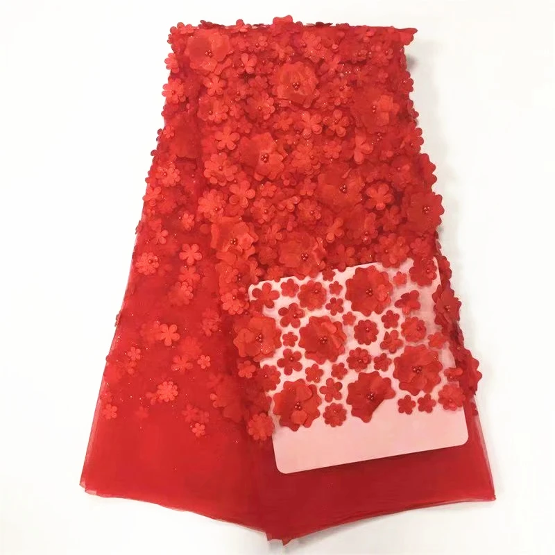 african french lace fabric high quality 2018 applique nigerian for wedding dress 3d flower with beads | Дом и сад