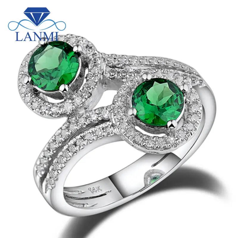 

Round 5.5mm Solid 14kt White Gold Natural Tsavorite Engagement Ring R0011