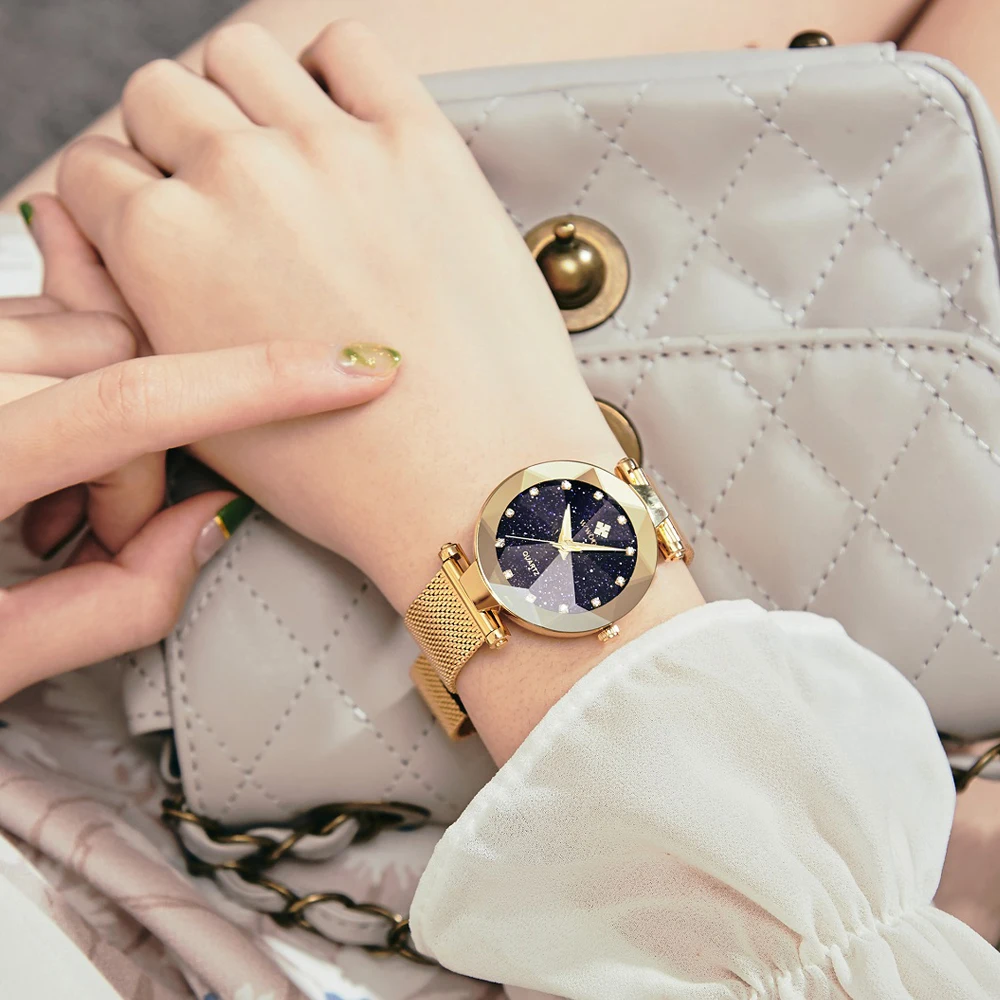 Модные Золотые женские часы ультра тонкие кварцевые со стразами Montre Femme 2019