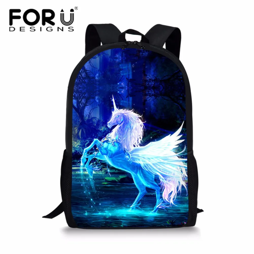 FORUDESIGNS/Школьный рюкзак с 3d принтом единорога, школьный рюкзак для студентов, стильные детские Мультяшные школьные сумки для книг