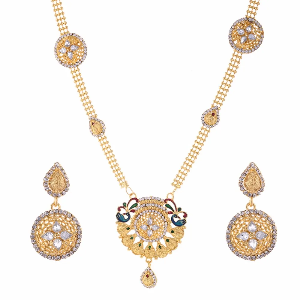 Женский комплект из колье и серёг с кристаллами | Украшения аксессуары