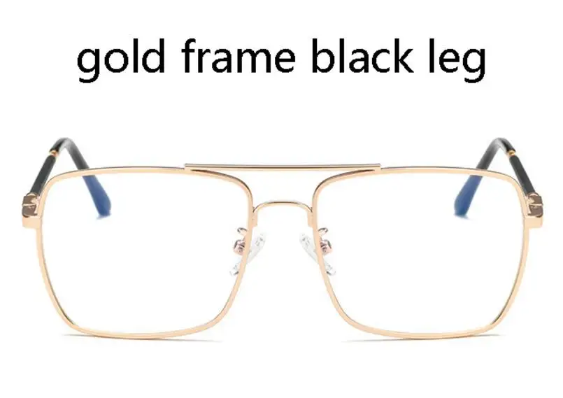 gold frame black leg Роскошные женские квадратные очки, винтажные очки, оптическая оправа, Золотой Металл, унисекс, прозрачные Линзы для очков, очки, синий светильник, очки - Цвет оправы: gold frame black leg
