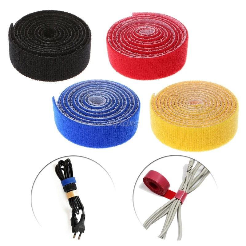 Nylon Cable Manager Winder Cords Mark Colorful Ties Label Belting Ribbon Wire 1M Hook Loop Magic Tape Whosale&ampDropship | Электроника
