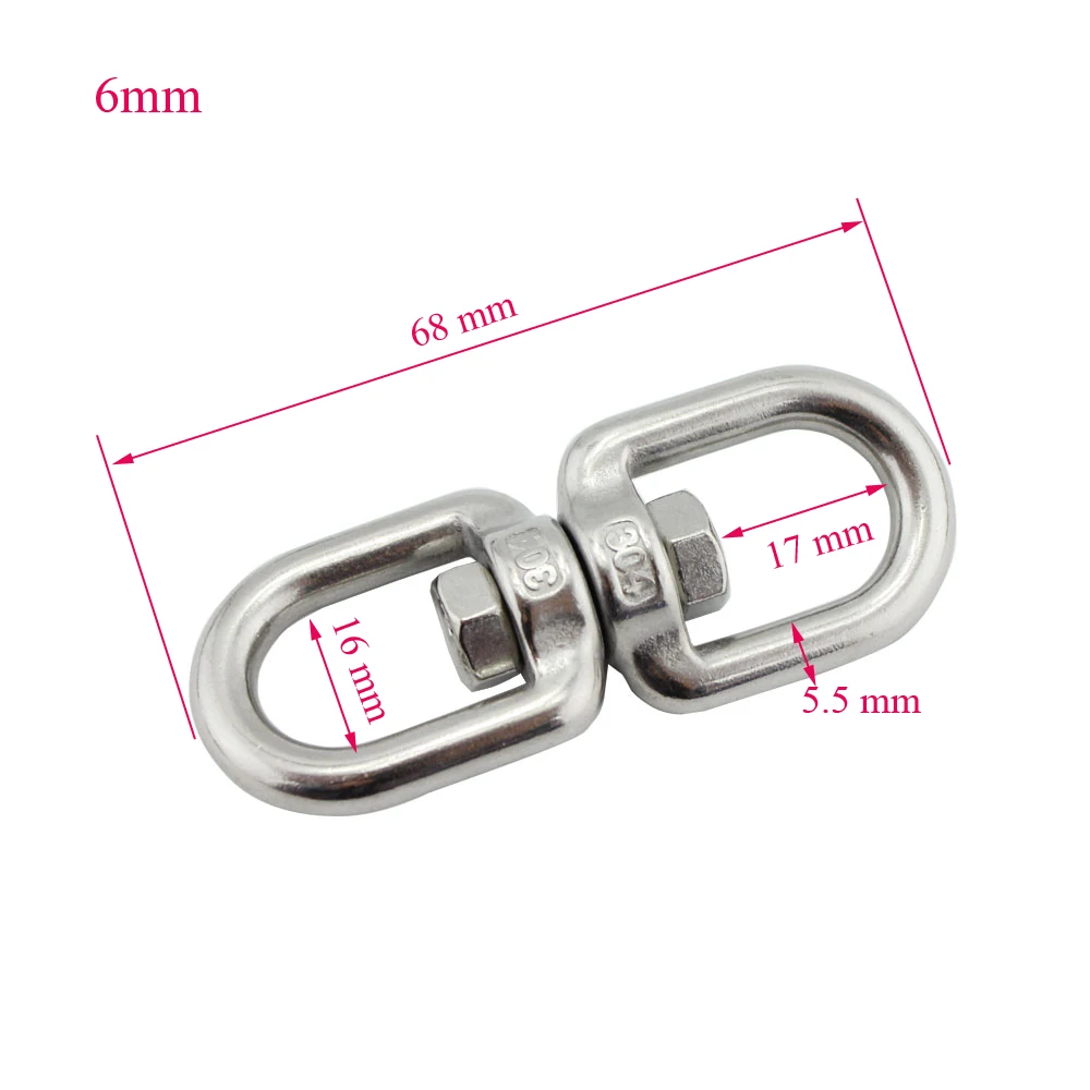 6mm 5pcs per lot 316 Stainless steel Chain swivel eye and type | Hooks