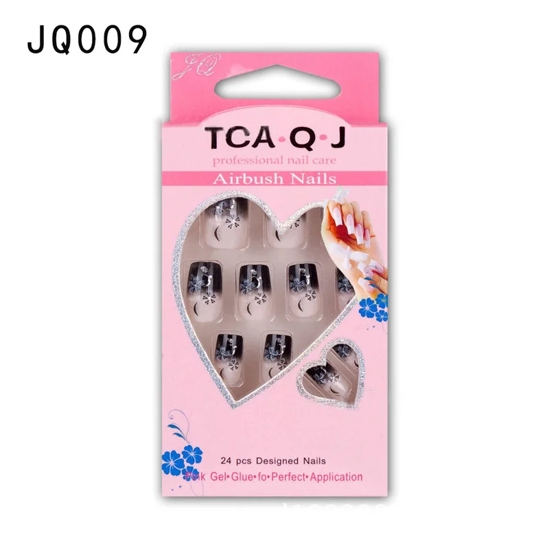 24 шт дизайн ногтей подделка Французский на весь ноготь Искусство стикер блеск