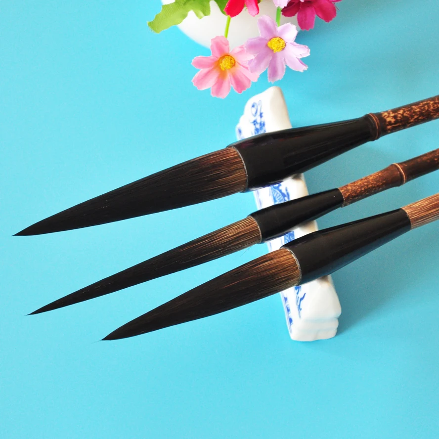 3pcs/set Bear Hair Chinese Calligraphy Brush Set Artist Painting Brush Pen Watercolor Ink  Writing Brush Pen Mo Bi