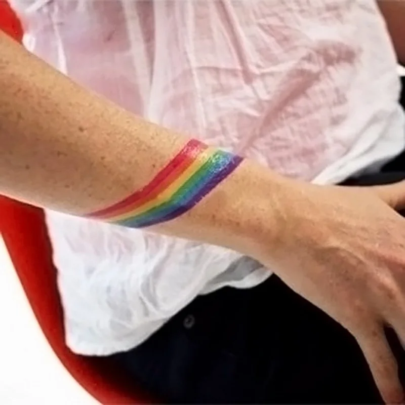 Временные татуировки радужные полосы водостойкие наклейки для тату роспись по