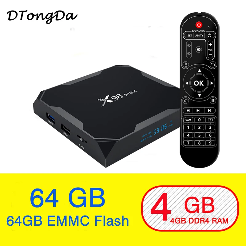 Новый X96 Max Amlogic S905X2 Android 8 1 Smart ТВ BOX 4 K Media Player GB 64 X96Max DDR4 quadCore USB3.0 2 4G и 5 ГГц Wi