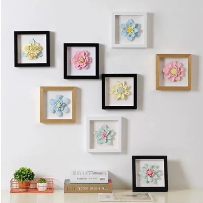 

Ceramic Flower Frame, Peony, Sun Flower, Rose, Four Seasons Green, Fairy Flower, Creative Living Room Wall TV Background Wall So