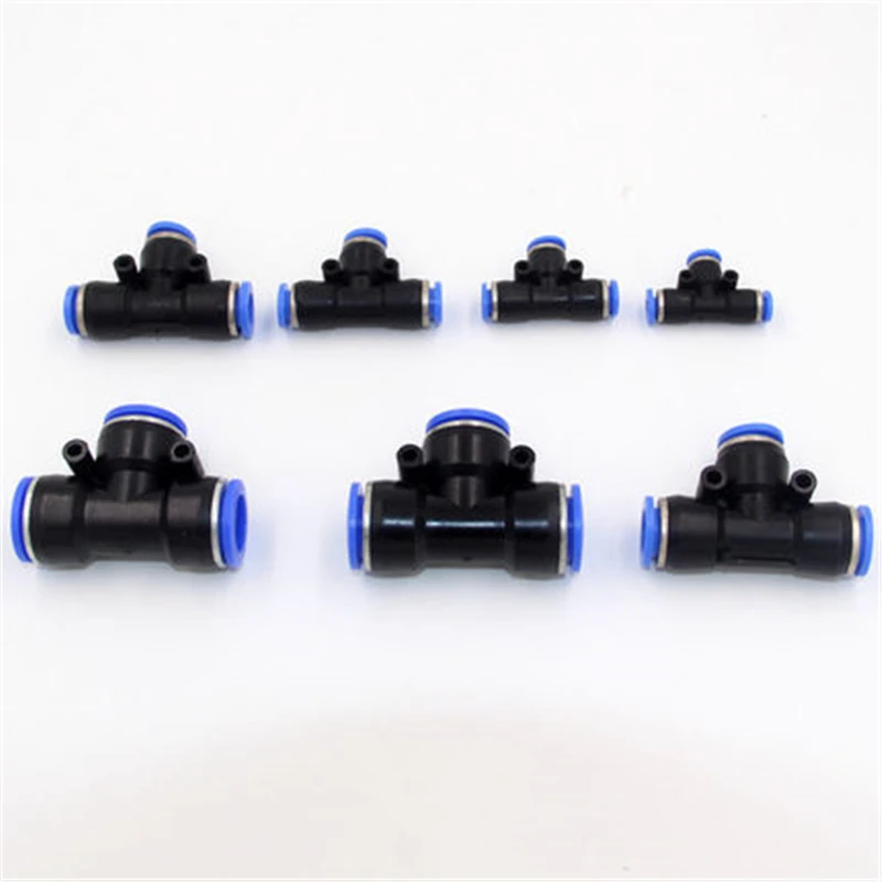 

PE 1PCS 4-16MM Pneumatic Fitting For Push In Tee 3-Way Fitting Plastic Pipe Air/Water Hose and Tube Connector Quick Fitting