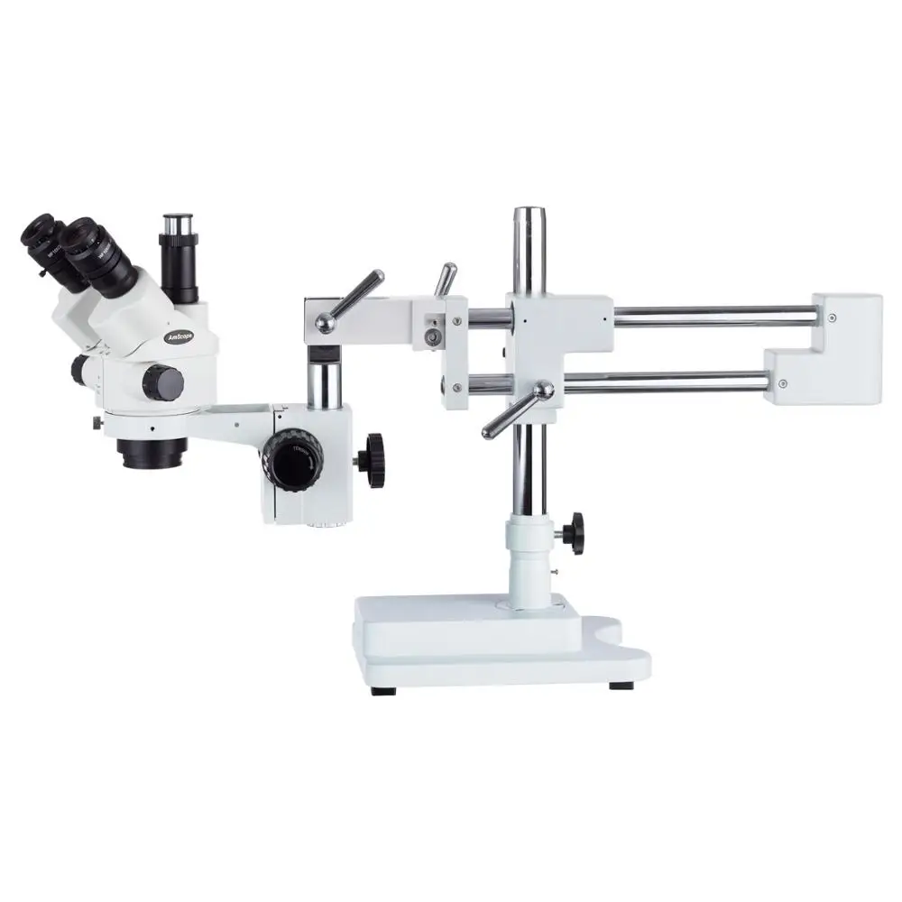 AmScope 7X 45X Simul Focal стерео зум микроскоп на бум стенд с светодиодный кольцевой