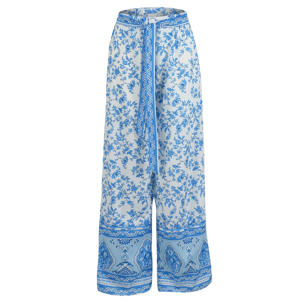 

2 Pieces Sets Women Spaghetti Strap Crop Tops And Long Wide Leg Pants Casual Loose Beach Boho Sets Sexy Streetwear Suits Femme