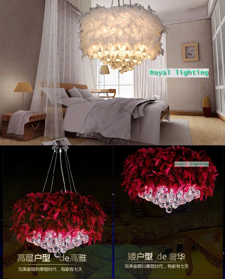 Cafe Новинка перо подвесные светильники Post современный кристалл алмаза лампы