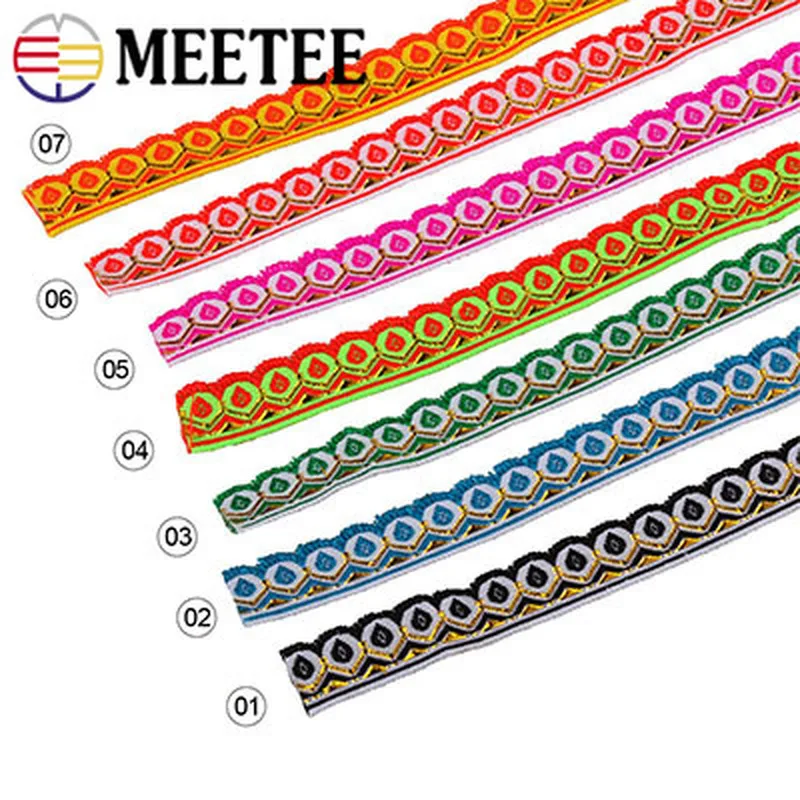 Meetee 3pcs(1pc=7meters) 15mm Ethnic Jacquard Lace Trims Polyester Webbing DIY Wedding Scrapbook Hand Clothing Accessories | Дом и сад