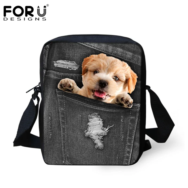 CC3318E FORUDESIGNS/Симпатичные животные кошка Для женщин Курьерские сумки класса люкс маленькая сумка через плечо для дам 3D джинсовый комбинезон с карманами; сумка Feminina - Цвет: CC3318E
