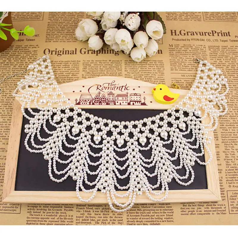 Ручная работа имитация жемчуга бисер цветок искусственный воротник сделай сам