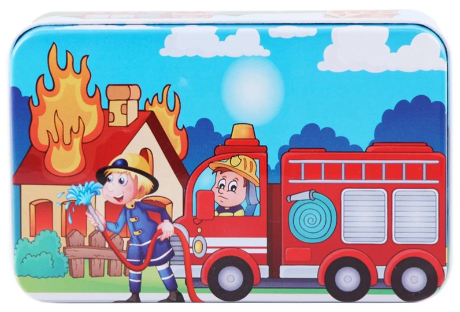 AP-16 60 Pieces Puzzle Wooden Toys Cartoon Animal Wood Puzzles with Iron Box Kids Baby Early Educational Learning Toys for Children - Цвет: AP-16