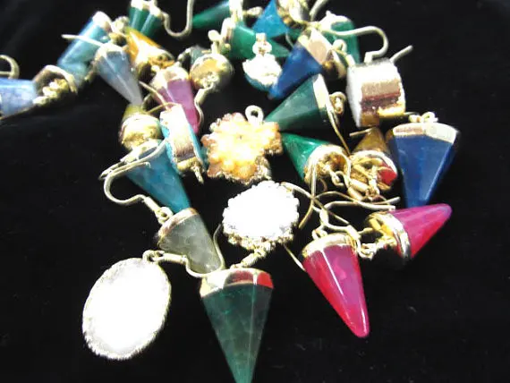 

12pcs 20-30mm wholeasale earrings crystal agate diamond rainbow