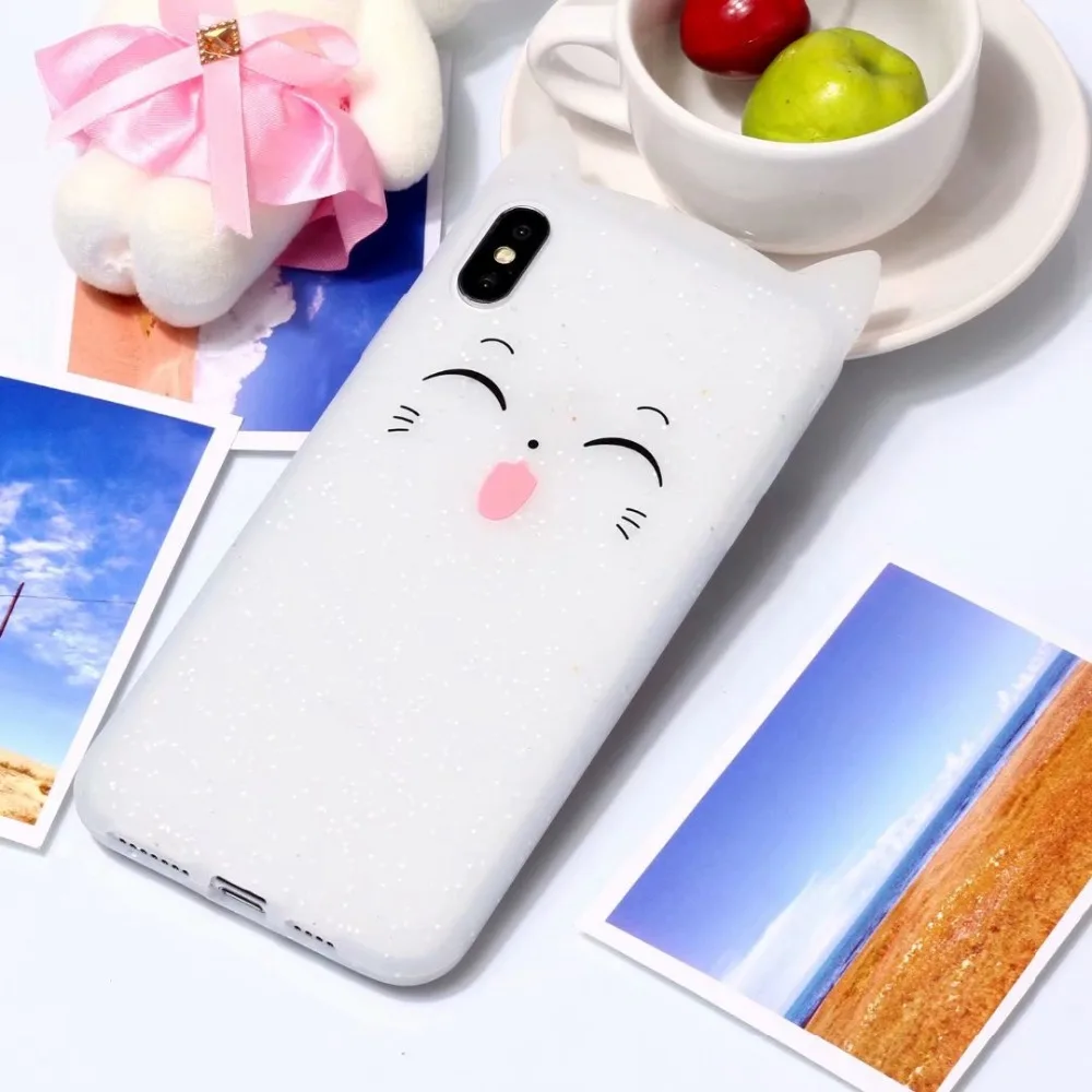 3D кошка улыбка уход за кожей лица Мягкий силиконовый чехол для Iphone XR XS MAX X 10 8 7 плюс
