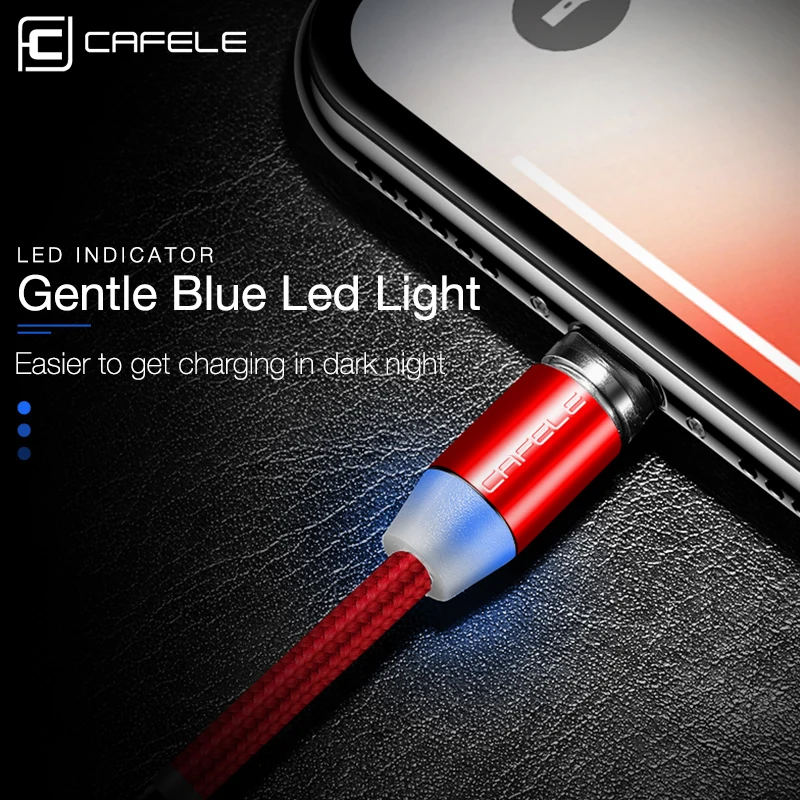 CAFELE 100 см Магнитный USB кабель Micro Type C зарядный нейлоновый провод светодиодный свет
