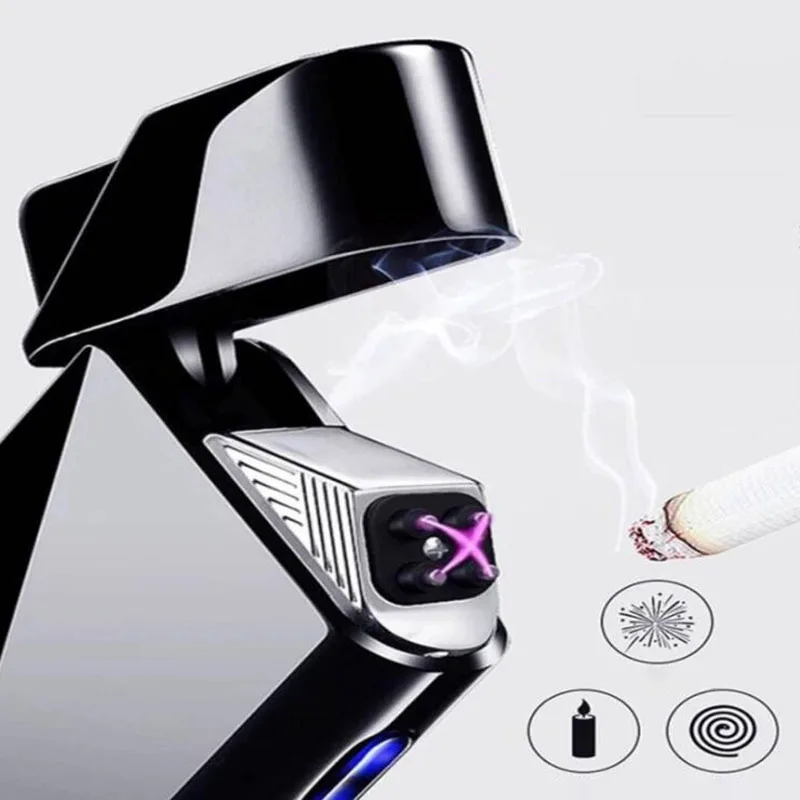 Двойной дуги плазменная Зажигалка Электронные USB зажигалки для курение сигар ветрозащитный перезаряжаемый прикуриватель в виде курительной трубки