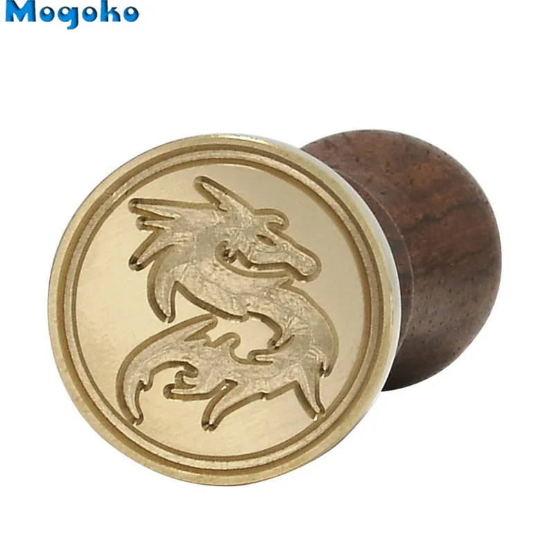 Mogoko винтажная латунная головка с деревянной ручкой, восковая печать, штемпели, буквенная открытка, декор для кошки/собаки/Хэллоуина, летучей мыши/дерева/дракона/танцора/ангела