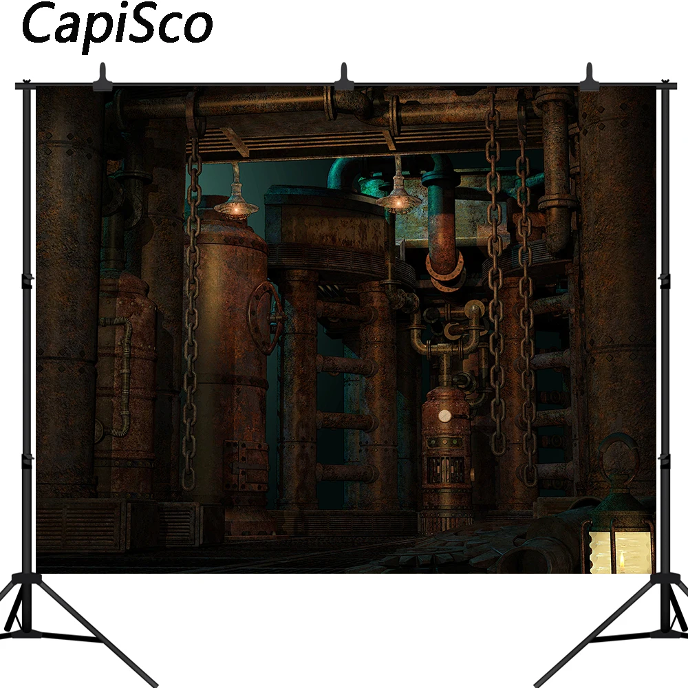 

Capisco Vinyl Backgrounds For Photo Studio Photography Backdrops Steampunk Technological Craft Style Mechanical vintage factory
