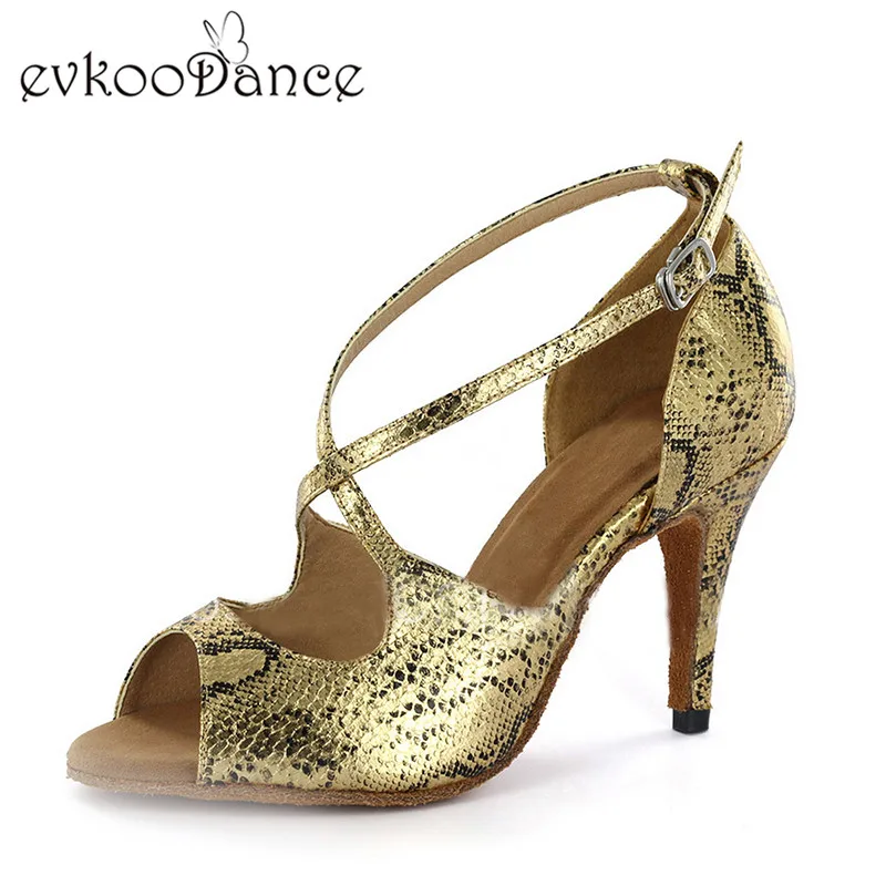 Новый стиль леопардовый принт цвет золотой серебряный Zapatos De Baile Высокий каблук 8 5