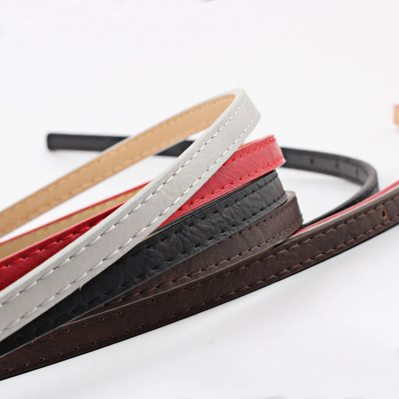 

New multi-color Woman Thin Belt Decorative Dress Sweater Thin Small Belt Female Wild Pin Buckle Frosted PU Solid Metal Button