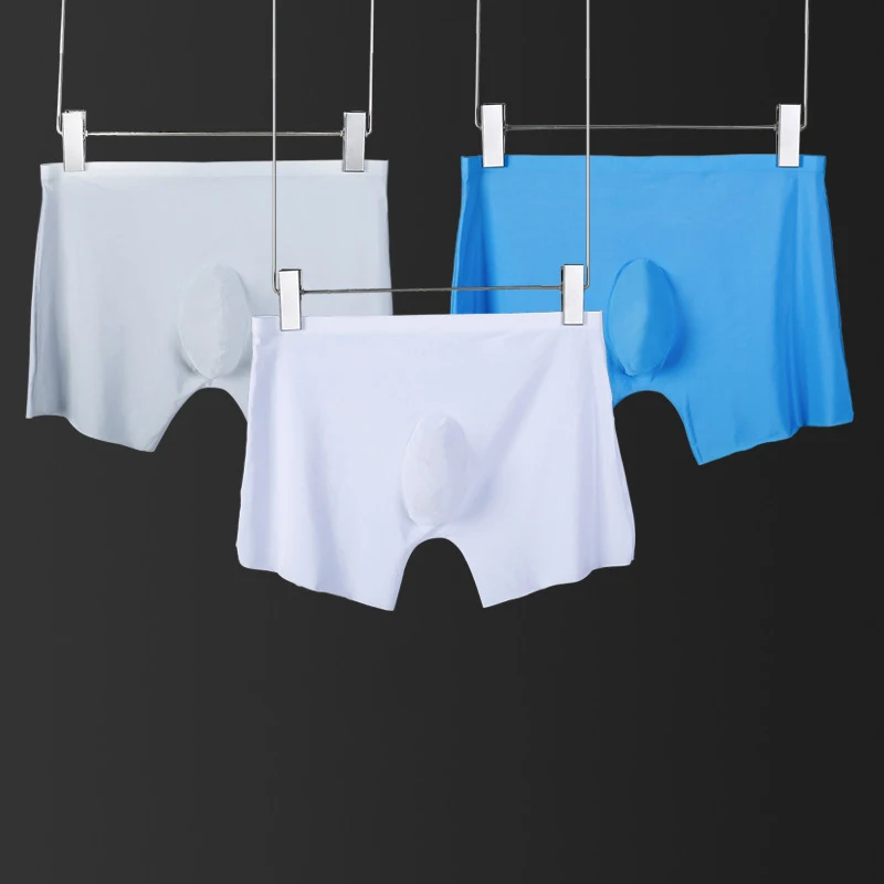 Новые сексуальные мужские боксеры тонкие из ледяного шелка без следов u образные