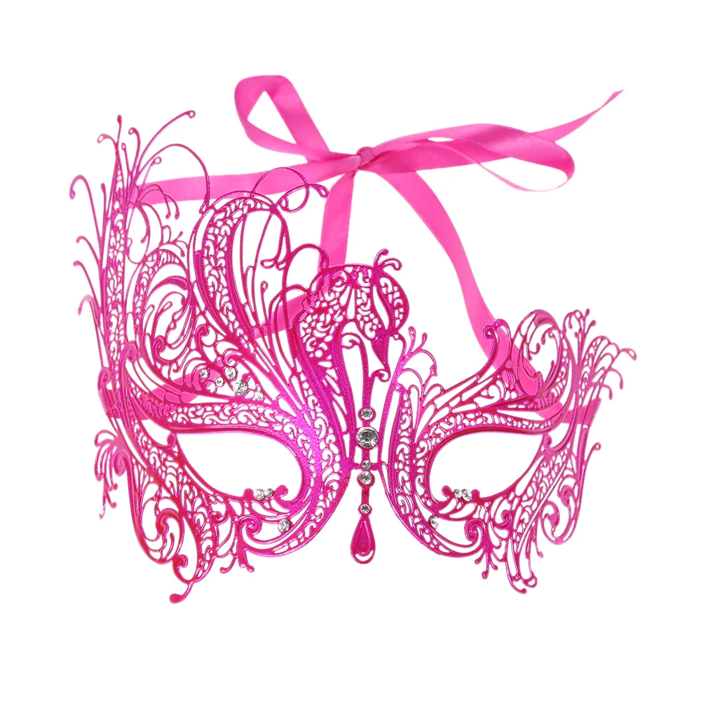 Роскошная розовая металлическая маска с лазерной резкой вечеринки 2016 года|laser cut