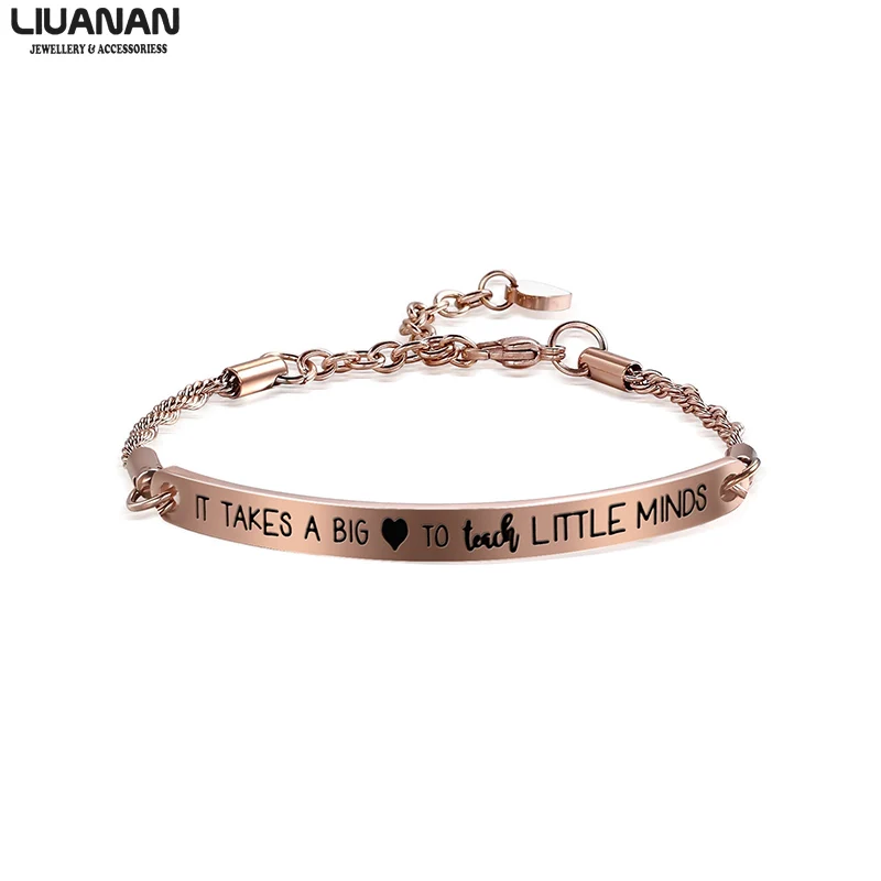 Rose gold Подарок на выпускной для учителя, браслет для женщин, от студента, требуется большое сердце, чтобы научить маленьких умов, спасибо, подарки для репетитора - Окраска металла: Rose gold