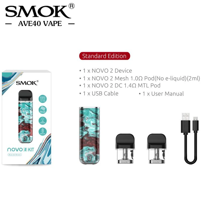 Электронных сигарет Smok Pod Vape Ново 2 Комплект 800 мАч и мл танк электронная сигарета