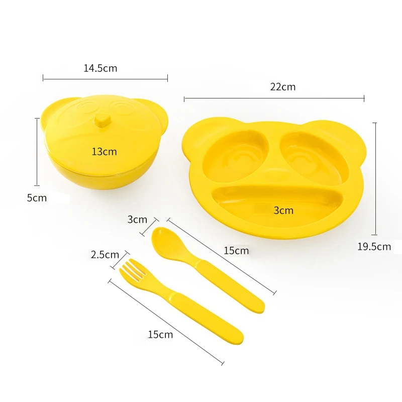 Baby Bowl Food Container Eating Learning Dishes Spoon Fork with Lids Set Organizer Cute Children Tableware | Мать и ребенок