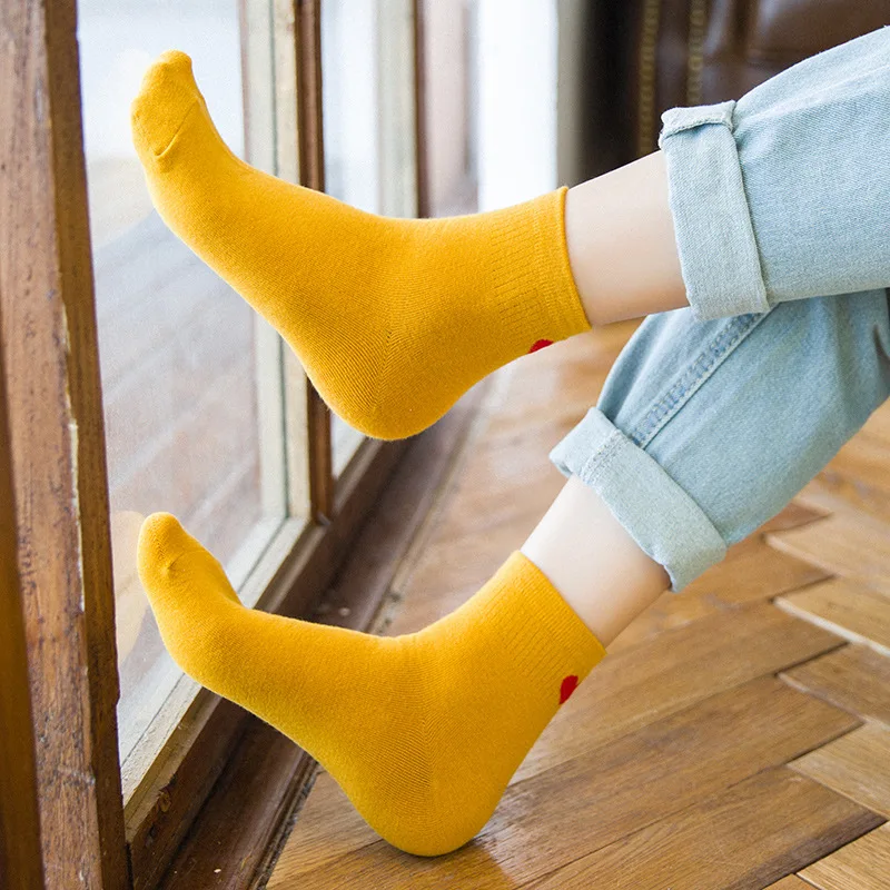 Hot Sale Novelty New Cotton White Solid Love Socks Women Korean Kawaii Chaussettes Femmes Skarpetki Damskie Calzini Donna | Женская