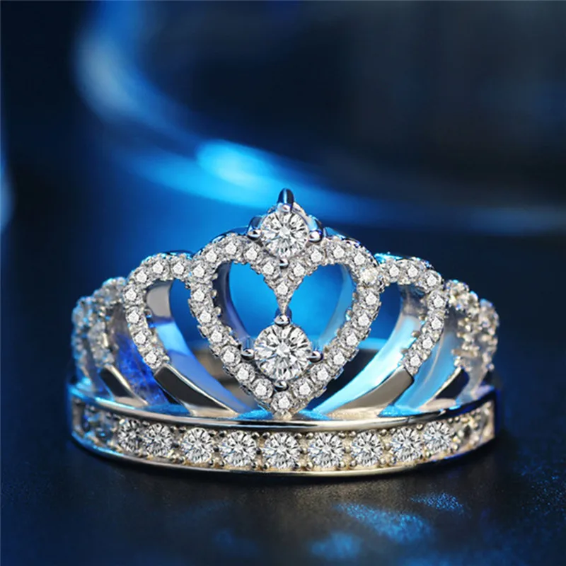 Женские кольца ROMAD Tiara из кубического циркония с полым сердечком и стразами