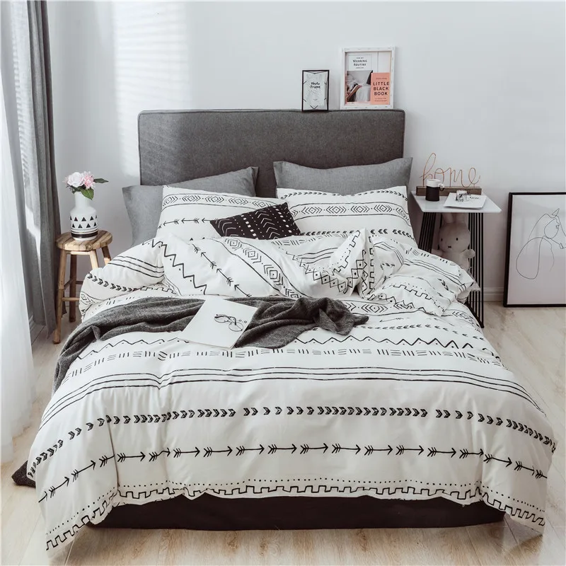 100% Cotton Bedding Quilt Cover Set Modern 2/3pcs with Pillowcases Summer Bedclothes Duvet King Queen Single Size | Дом и сад