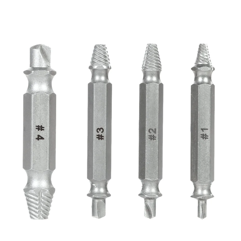 

4PCS/Set Double Side Damaged Screw Extractor Drill Bits Out Remover Bolt Stud Tool S2 Alloy Steel